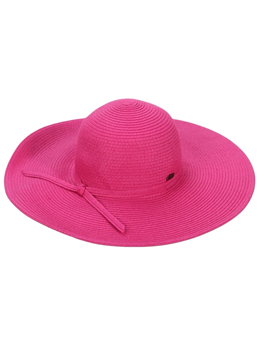 Scala Straw Beach Hat Fuchsia Pink Wide-Brim Woven Sun Hat 17.75”